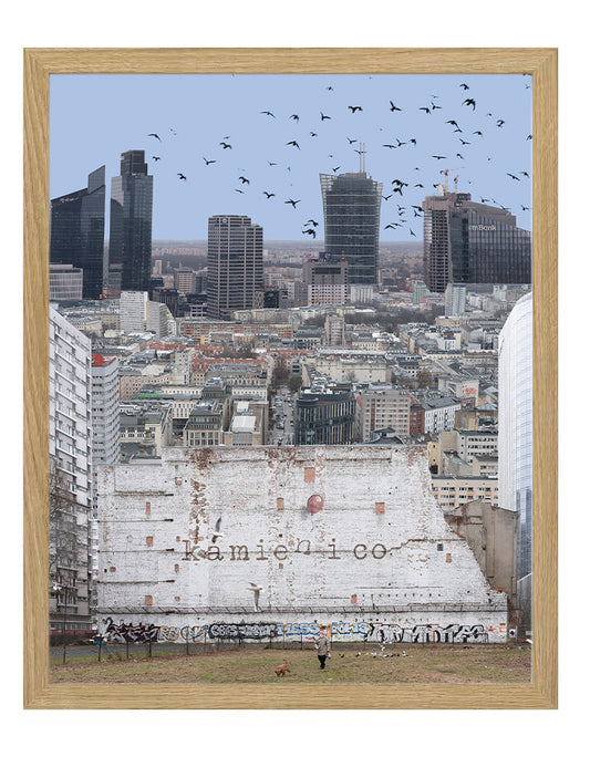 "Kamień i co" + rama 40x50 cm (imitacja dębu)